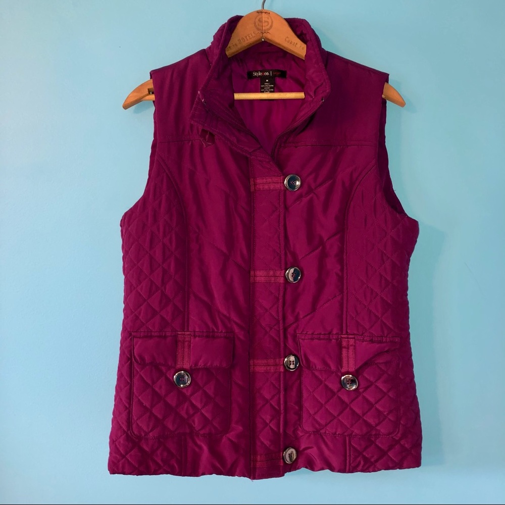 Quilted Puffer Vest Purple Winter Warm Layering